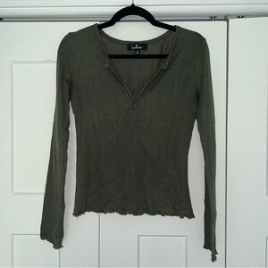 Lulus Long Sleeve V Cut Shirt